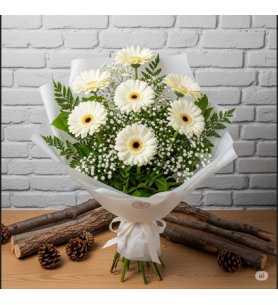 Beyaza Gerbera Buketi